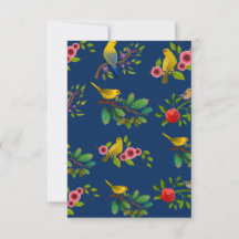 Blue Floral Bird Print