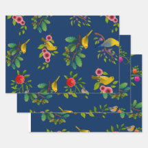 Blue Floral Bird Print