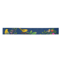 Blue Floral Bird Print