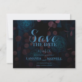 Blue Floral Black Gothic Hochzeit speichern das Da Save The Date