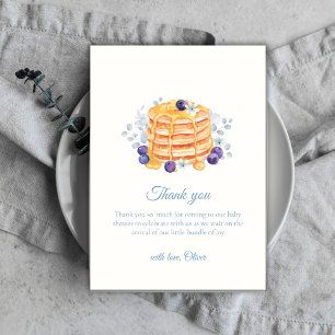 Blue Floral Blueberry Pancake Brunch Babydusche Dankeskarte