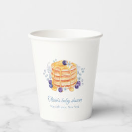 Blue Floral Blueberry Pancake Brunch Babydusche Pappbecher