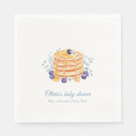 Blue Floral Blueberry Pancake Brunch Babydusche Serviette
