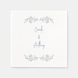 Blue Floral Boho Top Border Wedding Serviette