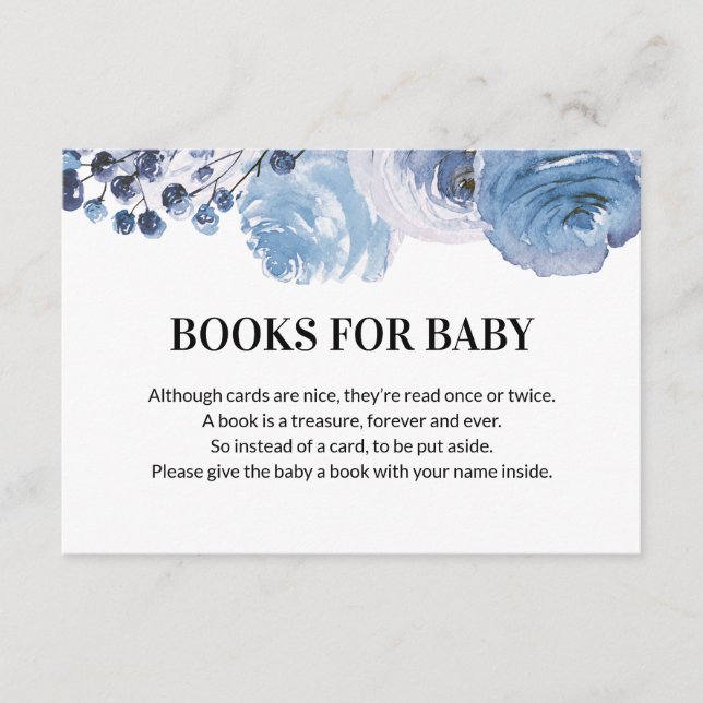 Blue Floral Books for Baby Shooting Begleitkarte (Vorderseite)