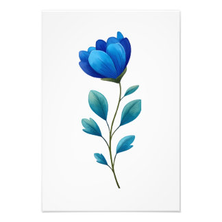 Blue Floral Botanical Illustration  Fotodruck