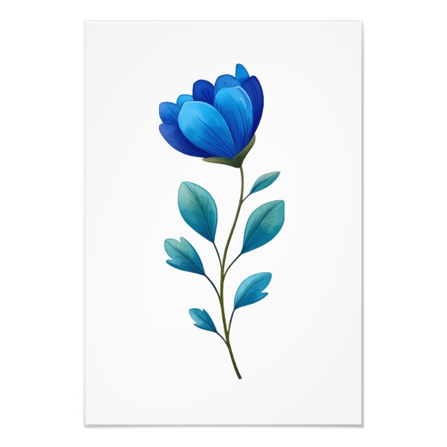 Blue Floral Botanical Illustration  Fotodruck (Vorne)