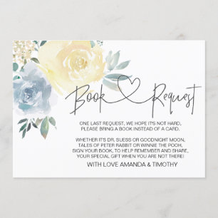 Blue Floral Boy Baby Showbuchkarten Einladung