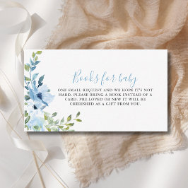 Blue Floral Boy Baby Shower Books For Baby Begleitkarte