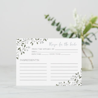 Blue Floral Branch Rezept Card für die Brücke Mitteilungskarte