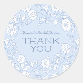Blue Floral Brautparty Danke Stickers