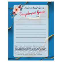 Blue Floral Brautparty Eisbrecher 💕 5 Word Spaß