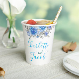 Blue Floral Brautparty Paper Cup Pappbecher