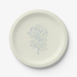 Blue Floral Brautparty Paper Dessert Teller