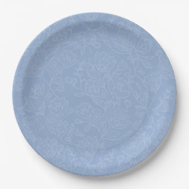 Blue Floral Brautparty Paper Dinner Teller