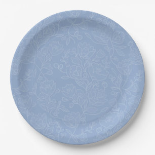 Blue Floral Brautparty Paper Dinner Teller