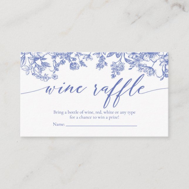 Blue Floral Brautparty Raffle Ticket Game (Vorderseite)