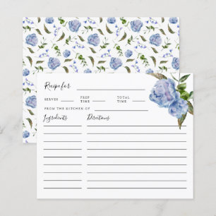 Blue Floral Brautparty Rezept Card