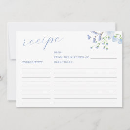 Blue Floral Brautparty Rezept Card Einladung
