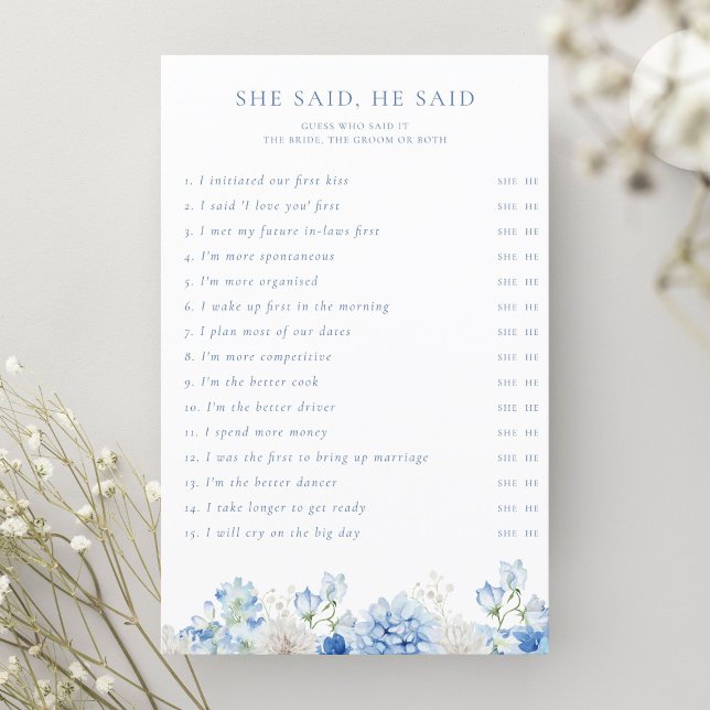 Blue Floral Brautparty Sie sagte, er sagte (Von Creator hochgeladen)