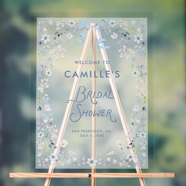 Blue Floral Bridal Shower Acrylic Welcome Sign Acrylschild (Neutral)
