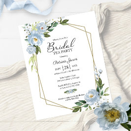 Blue Floral Bridal Tea Party Einladung