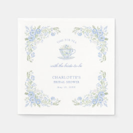 Blue Floral Bridal Tea Party Serviette