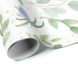 Blue Floral Bridal Wrapping Paper Geschenkpapier