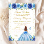 Blue Floral Brown Hair Princess 16 . Geburtstag Einladung<br><div class="desc">Dieses elegante und glamouröse 16 . Geburtstag-Geburtstagsjubiläum besticht durch eine hübsche Prinzessin mit braunem, rotem Haar und einer blauen Kugel. Der Text kombiniert handgeschriebene Skripte mit modernen serifenlosen Schriftart für ein elegantes und raffiniertes Aussehen. Die Blumenarrangements, Schmetterlinge und Goldkonfetti bilden die perfekte Mischung aus rustikal und schick. Grafiken von www.etsy.com/uk/shop/SunflowerDayLove...</div>