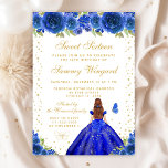 Blue Floral Brown Hair Princess 16 . Geburtstag Einladung<br><div class="desc">Dieses elegante und glamouröse 16 . Geburtstag-Geburtstagsjubiläum besticht durch eine wunderschöne Prinzessin mit braunem Rothaar und heller Haut in einem königsblauen Ballkleid. Der Text kombiniert handgeschriebene Skripte mit modernen serifenlosen Schriftart für ein elegantes und raffiniertes Aussehen. Die Blumenarrangements, Schmetterlinge und Goldkonfetti bilden die perfekte Mischung aus rustikal und schick. Grafiken...</div>