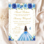 Blue Floral Brünett Hair Princess 16 . Geburtstag Einladung<br><div class="desc">Dieses elegante und glamouröse 16 . Geburtstag-Geburtstagsjubiläum besticht durch eine hübsche Prinzessin mit brünettem Haar und einer blauen Kugel. Der Text kombiniert handgeschriebene Skripte mit modernen serifenlosen Schriftart für ein elegantes und raffiniertes Aussehen. Die Blumenarrangements,  Schmetterlinge und Goldkonfetti bilden die perfekte Mischung aus rustikal und schick. Grafiken von www.etsy.com/uk/shop/SunflowerDayLove</div>