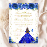Blue Floral Brünett Hair Princess 16 . Geburtstag Einladung<br><div class="desc">Dieses elegante und glamouröse 16 . Geburtstag-Geburtstagsjubiläum besticht durch eine hübsche Prinzessin mit brünettem Haar und einer feinen Haut in einem königsblauen Ballkleid. Der Text kombiniert handgeschriebene Skripte mit modernen serifenlosen Schriftart für ein elegantes und raffiniertes Aussehen. Die Blumenarrangements, Schmetterlinge und Goldkonfetti bilden die perfekte Mischung aus rustikal und schick....</div>