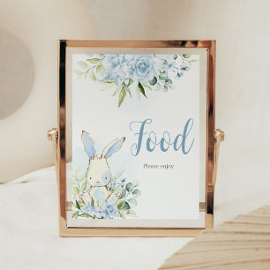 Blue Floral Bunny Rabbit Babydusche Nahrung Poster