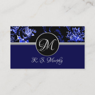 Blue Floral Business Card 2 Visitenkarte