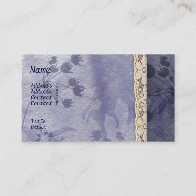 Blue Floral Business Card Visitenkarte (Vorderseite)
