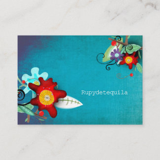 Blue Floral Business Card Visitenkarte