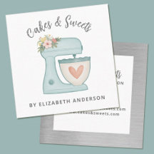 Blue Floral Cake Mixer Bakery Business Card
