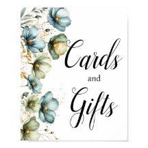 Blue Floral Cards und Geschenke Unterschreiben für