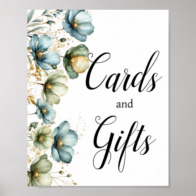 Blue Floral Cards und Geschenke Unterschreiben für Poster (Vorne)