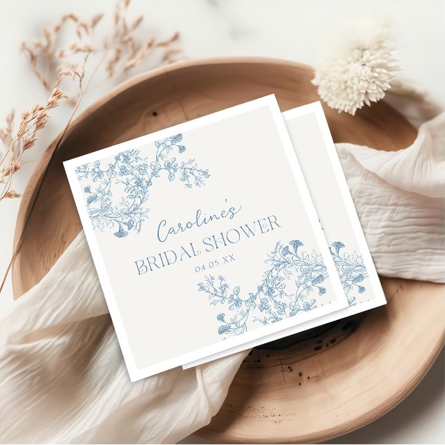 Blue Floral Chinoiserie Brautparty Napkins Serviette (Von Creator hochgeladen)
