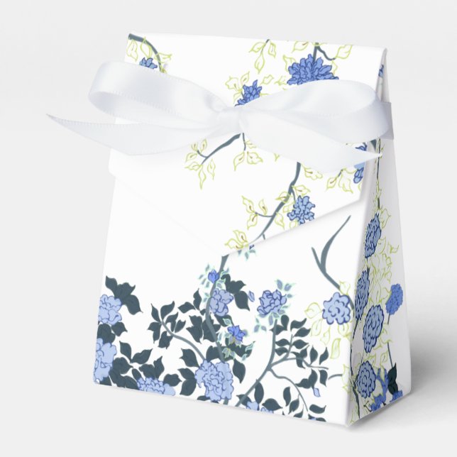 Blue Floral Chinoiserie Gastgeschenk Bag Geschenkschachtel (Vorderseite)