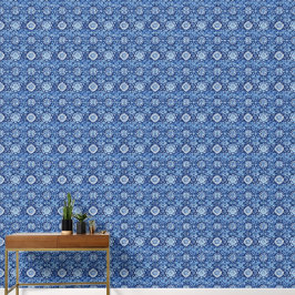 Blue Floral Chinoiserie Muster Tapete