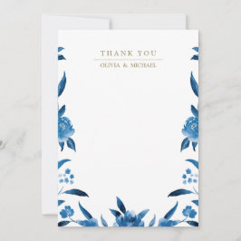 Blue floral Chinoiserie Wedding danke Mitteilungskarte