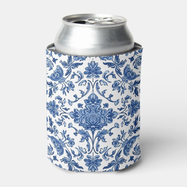 Blue Floral Chinoiserie White Watercolor Dosenkühler (Kanne Vorderseite)