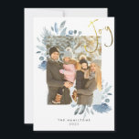 Blue Floral Christmas Foto Flat Holiday Card Feiertagskarte<br><div class="desc">Das Design zeichnet sich durch eine blaue Weihnachtswasserfarbe aus,  die die Fotos der Familie von vorne und hinten umgibt. Einfache Anpassung mit Ihren Namen,  Jahr und Lieblings-Fotos. Schöne Urlaubskarte,  die Sie als unvergesslicher Sake dieser Ferienzeit schicken können.</div>