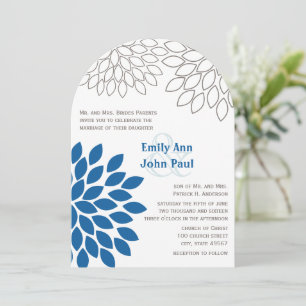 Blue Floral Chrysanthemum Hochzeitseinladungen Einladung