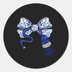 Blue Floral Coquette Bow Ultrasound Nurse Sonograp Runder Aufkleber