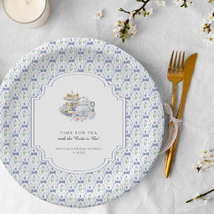 Blue Floral Coquette Tee Party Brautparty Pappteller