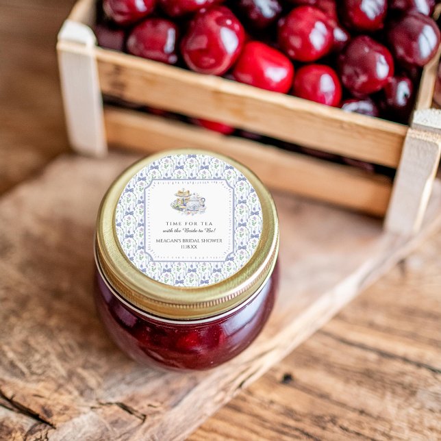 Blue Floral Coquette Tee Party Brautparty Runder Aufkleber (Von Creator hochgeladen)