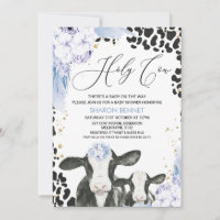 Blue Floral Cow Calf Boho Floral Baby Dusche